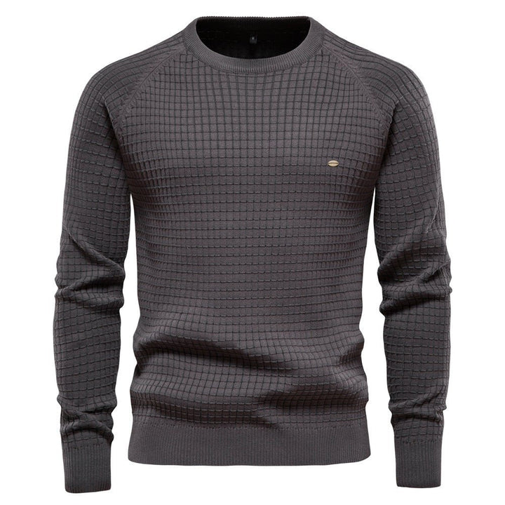 Men's Textured Long-Sleeve Winter Jumper in Charcoal