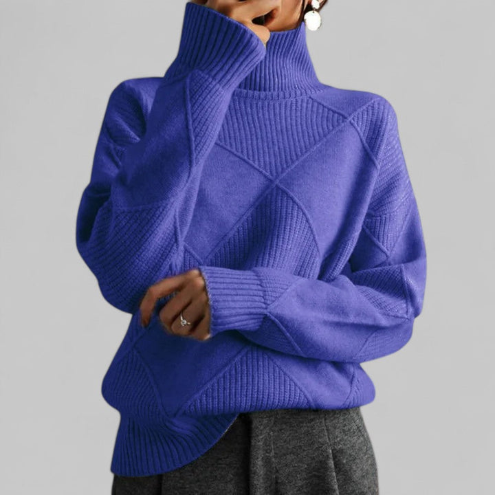 Women's Loose Roll-Neck Jumper in Purple