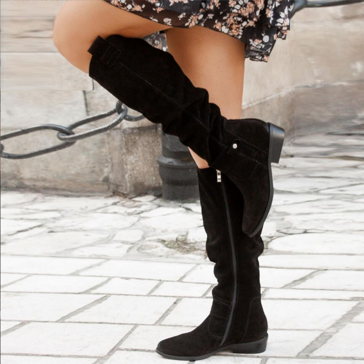 Women's Knee-High Flat Boots in Black