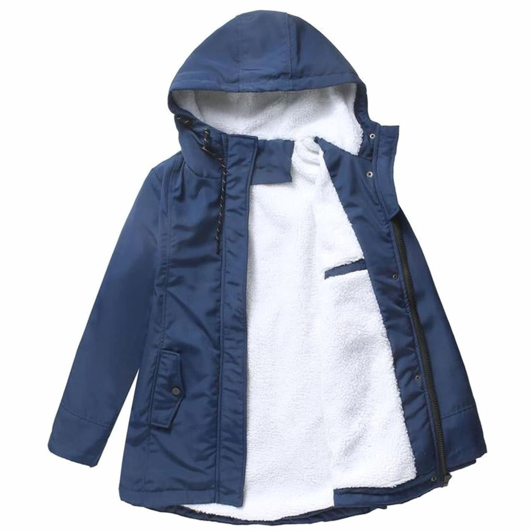 Women's Fleece Lined Parka Jacket with Hood - Matilda - Blue