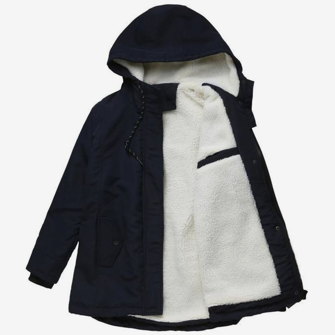 Women's Fleece Lined Parka Jacket with Hood - Matilda - Navy