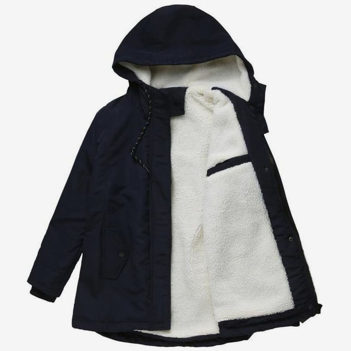 Women's Fleece Lined Parka Jacket with Hood - Matilda - Navy