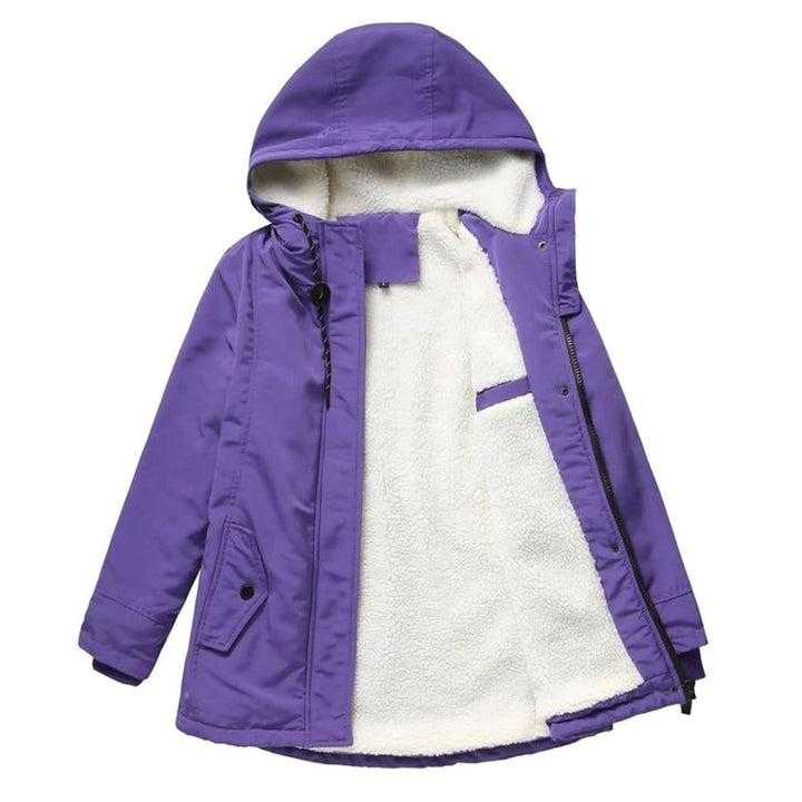 Women's Fleece Lined Parka Jacket with Hood - Matilda - Purple