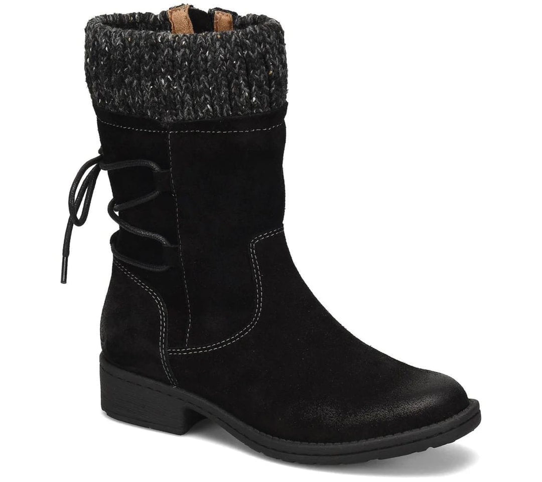 Women's Knit Cuff Mid Calf Boots with Zip - Cressida - Blue
