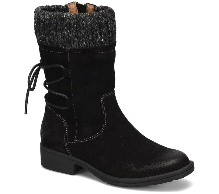 Women's Knit Cuff Mid Calf Boots with Zip - Cressida - Blue