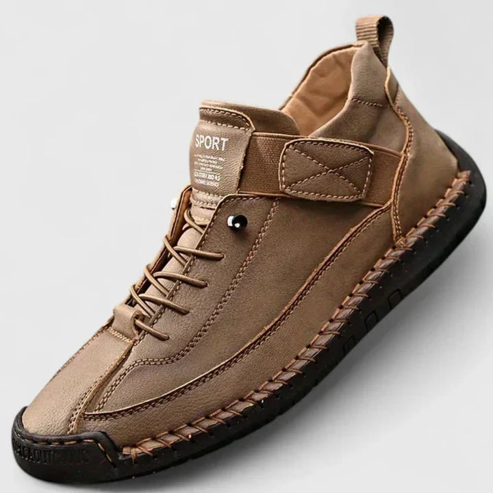 Women's Lace-Up Walking Shoes with Strap - Marigold - Khaki