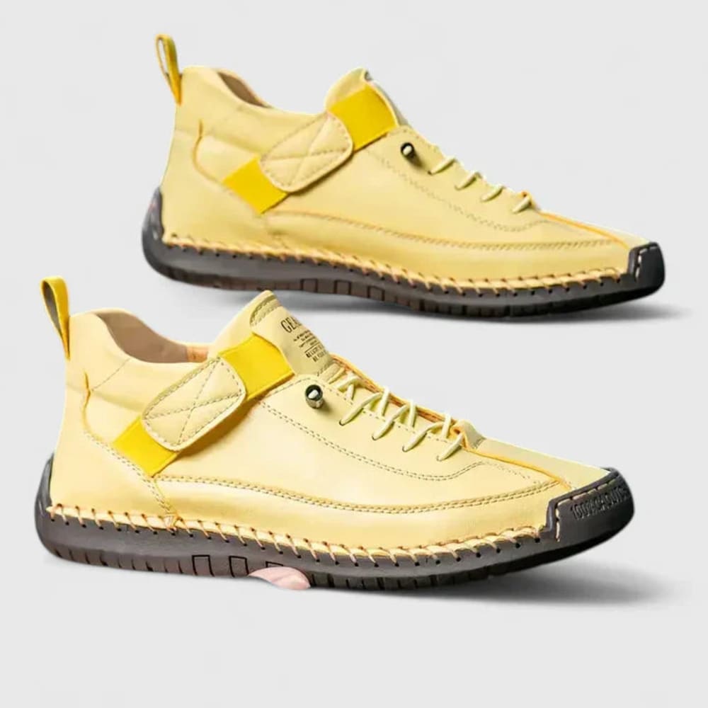 Women's Lace-Up Walking Shoes with Strap - Marigold - Yellow