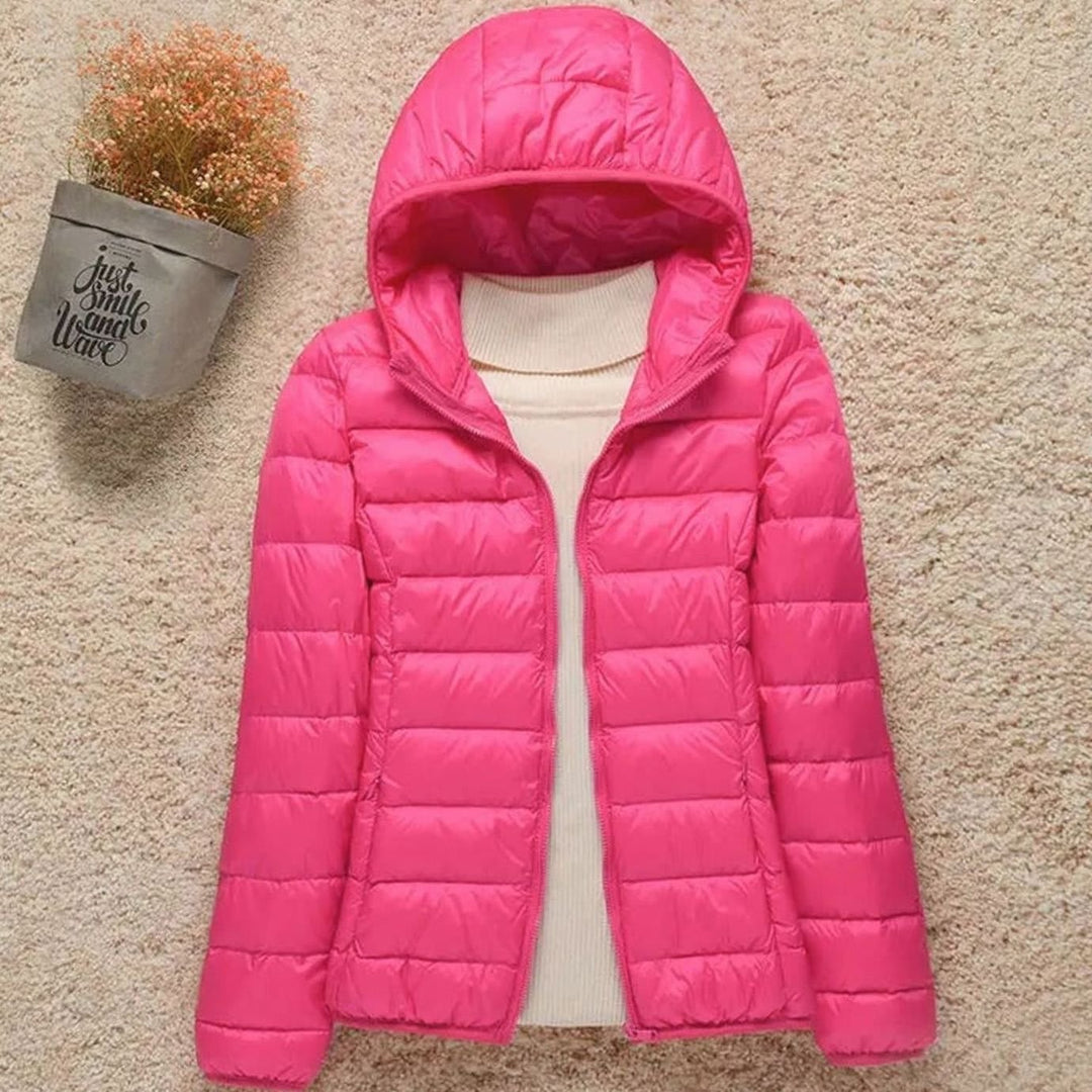 Women's Lightweight Puffer Jacket with Hood - Felicity - Fuchsia