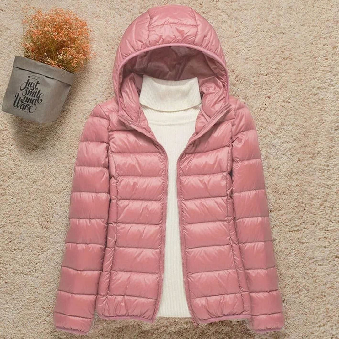 Women's Lightweight Puffer Jacket with Hood - Felicity - Pink