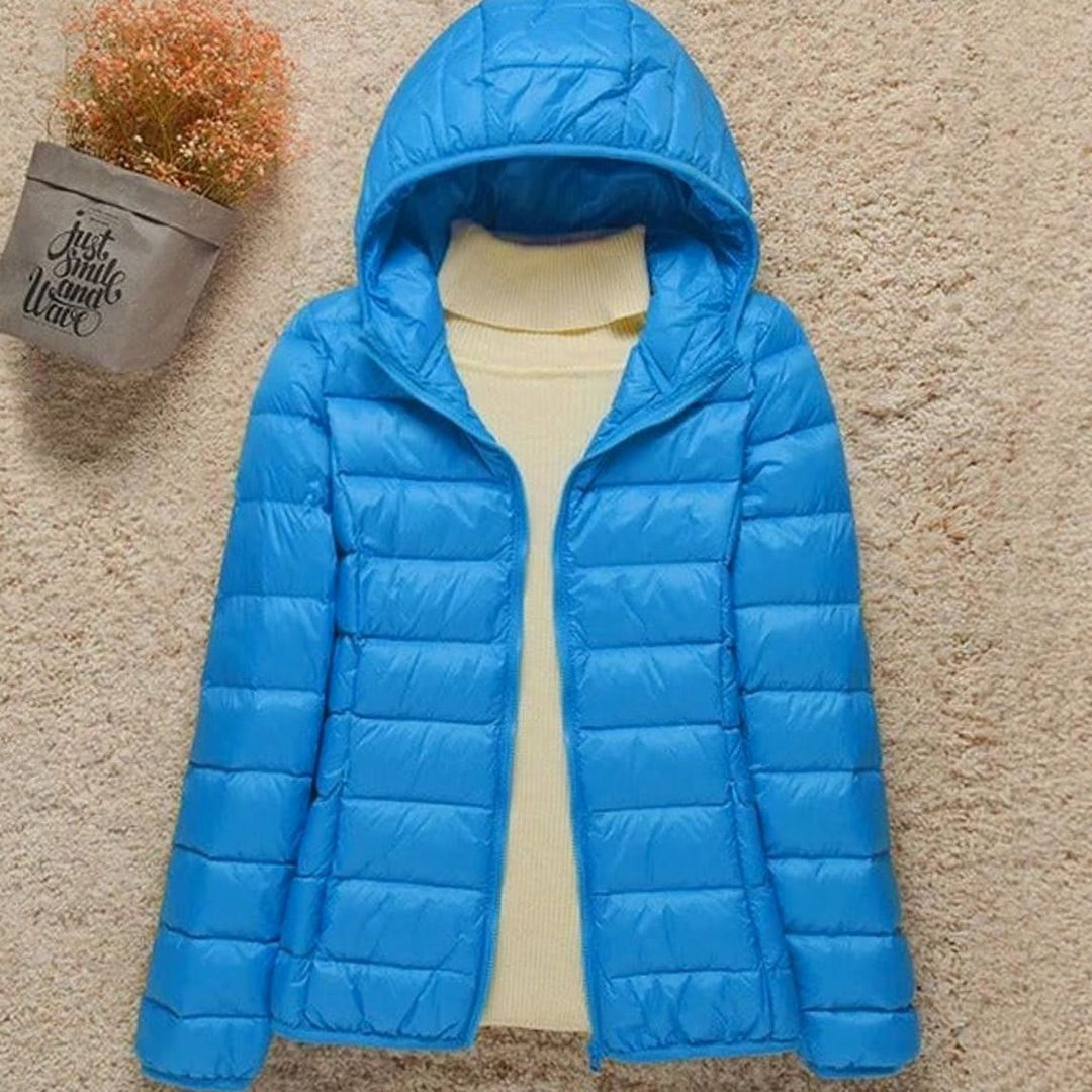 Women's Lightweight Puffer Jacket with Hood - Felicity - Sky Blue