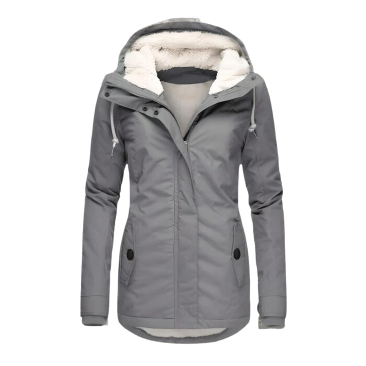 Women's Sherpa Lined Winter Jacket with Hood - Cordelia - Grey