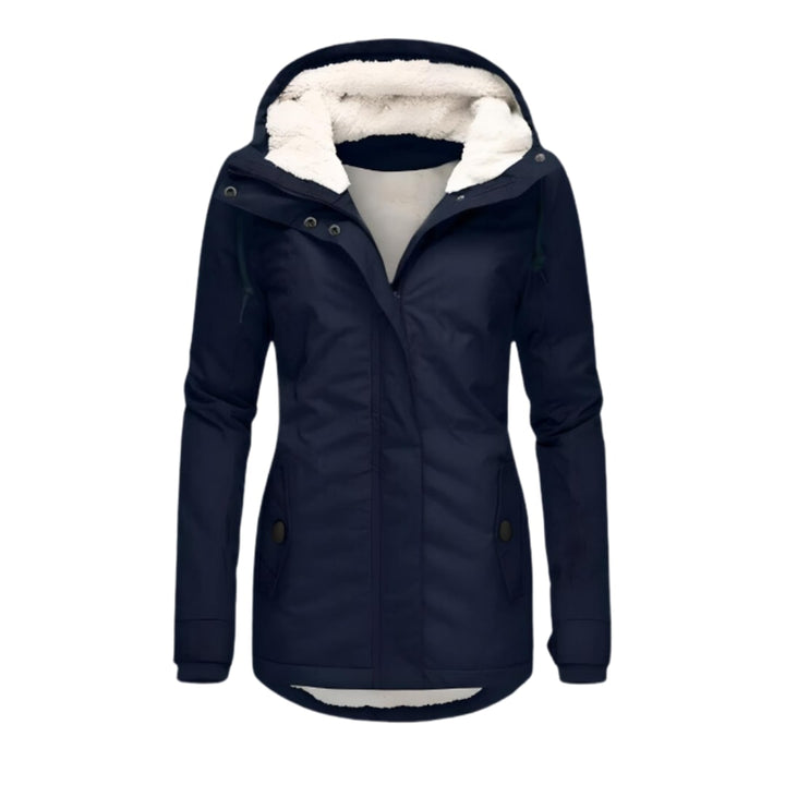 Women's Sherpa Lined Winter Jacket with Hood - Cordelia - Navy