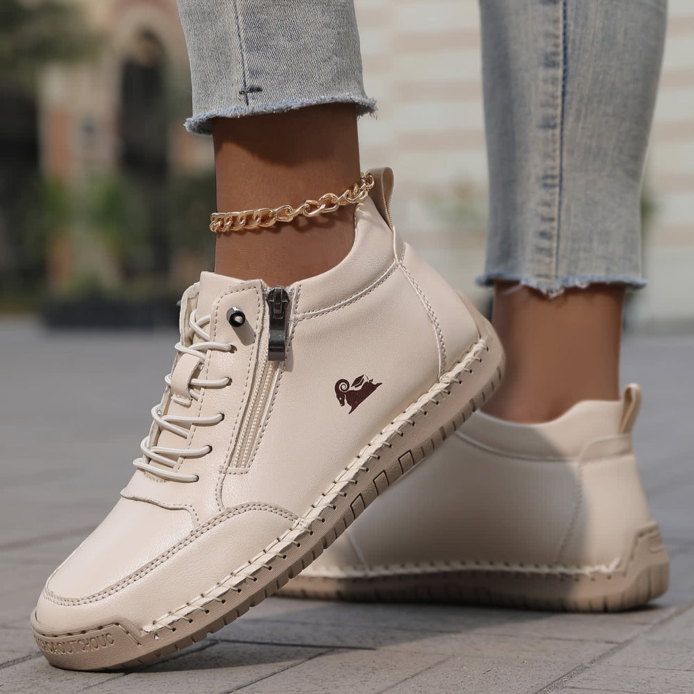 Women's Zip Up Walking Shoes with Laces - Lucinda - Blush