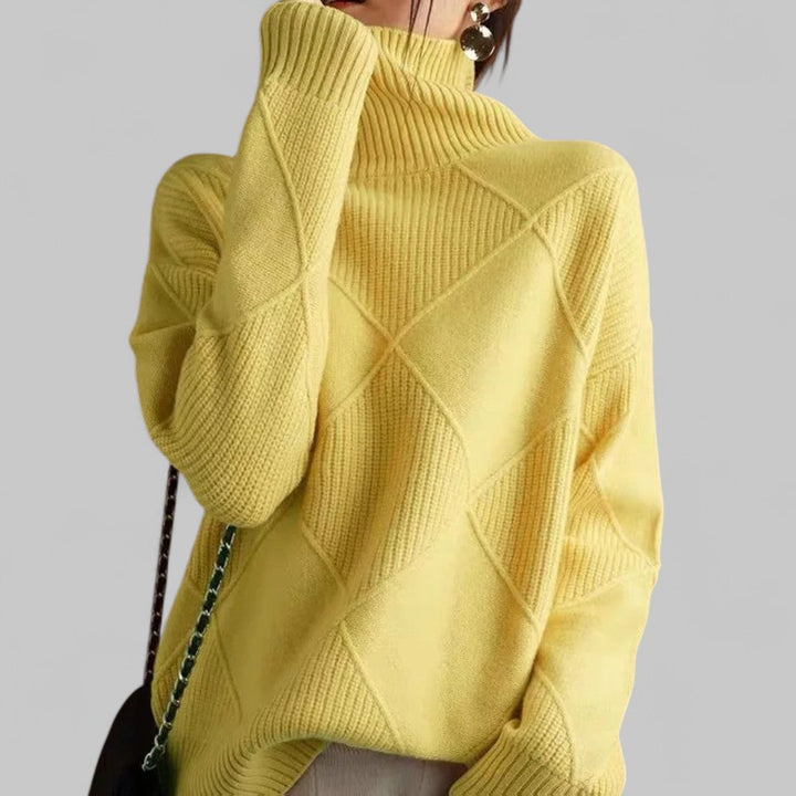 Women's Loose Roll-Neck Jumper in Yellow